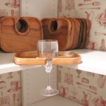 Set Of 12 Teak Wood Wine Glass Holder Trays