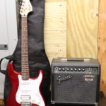 Squier Strat Fender Guitar With Fender Bullet 150 Amplifier