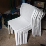 Set Of 7 Outdoor Plastic Chairs Good Condition