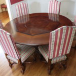 Country French Round Pedestal Dining Table With 8 Chairs