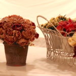 Collection Of Cream Colored Baskets With Silk & Dried Flowers