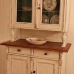 Rustic French Country Display Cabinet In Distresses Cream Finish