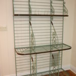 French Country Baker’s Rack In Green And Antique Brass