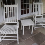 Tyndall Creek Pair Of White Rocking Chairs With Side Table