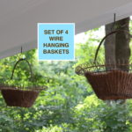 Set Of 4 Wire Hanging Baskets With Dried Spanish Moss