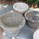 3 Assorted Concrete Planter Pots