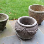 3 Assorted Concrete Planter Pots