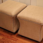 Pair Of Geometric Shaped Upholstered Ottomans