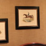 Set Of 3 Equestrian Prints In Black & Gold Trimmed Frames