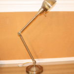 Pair Of Adjustable Swing Arm Desk Lamps In Brushed Brass Finish