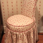 Upholstered Vanity Chair In Mini Floral Print With Brass Handle