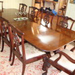 Large Quality Pedestal Mahogany Dining Room Table With 12 Chairs From Baker Furniture