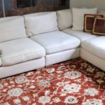 Large 4 Piece Sectional With Curved Back And Studding Along Edges By A.R.T. Includes Decorative Pillows