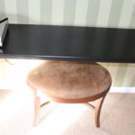Long Black Wood Console Table With Small Oval Vanity Bench