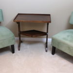 Pair Of Contemporary Tufted Back Moss Green Side Chairs By Office Star Products Includes Side Table