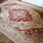 Large Area Rug With Floral Pattern Measures Approximately 104" L X 68"