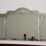 Antique Venetian Style Beveled & Etched 3 Panel Buffet Fireplace Wall Mirror