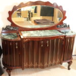 Carlo Columbo Cantu Buffet Server With Marble Top, Brass Detail, And Mirror