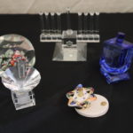 Lot Of Assorted Crystal Pieces Includes Menorah, Dreidel, And Paperweight