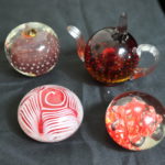 Decorative Blown Glass Paperweights Includes Kettle And Apple