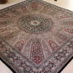 Great Quality Stain Glass Style Hand Woven Square Wool Rug With Center Medallion