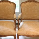 Pair Of Golden Custom Upholstered French Provincial Arm Chairs