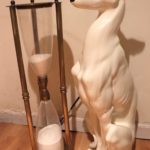 Tall Brass Sands Of Time Of Time Piece With Dog Statue