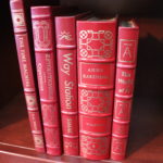 5 Leather Bound Easton Press Collector’s Ed Books: HG Wells, Copernicus, Simak, Tolstov, AE Van Voct & More