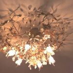 Floral And Leaf Ceiling Light Fixture With Gold Detail