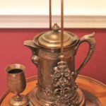 Vintage Ornate Metal- Bronze Colored Finish Ice Water Pitcher And Chalice