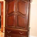 Large Armoire Wardrobe Cabinet With Heavy Brass Decor