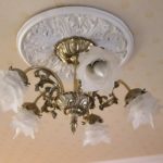 Frosted Floral Ceiling Fixture With Brass Finish