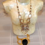 Long Gorgeous Blinged Out Chain Link With Beaded Necklace And Black Onyx Cuff Bracelet