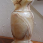 Large Heavy Onyx Vase With Etched Band Around The Center And Base