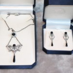 Gorgeous Heritage Silver And Black Onyx Necklace With Matching Dangle Earrings