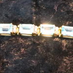 24 KT Gold With Aquamarine Stone 8" Bracelet, Clasp Needs Repair