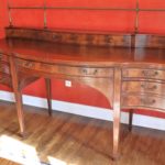 Vintage Baker “Federal Style” Mahogany Sideboard With Inlaid Wood & Brass Rail/Handles