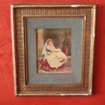 Antique Hand Painted Wood Plaque Signed & Framed