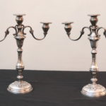 Pair Of Vintage Gorham Weighted 3 Arm Sterling Silver Candlesticks