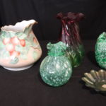 Decorative Glass Items With Hand Painted Porcelain Pitcher