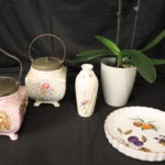 English Porcelain Biscuit Jars & Royal Worcester Fine Porcelain Decorated Tart Pan