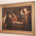 Vintage Oil On Canvas Painting “A Dinner” In Frame