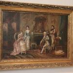 Vintage Oil On Canvas Painting Signed H. Pinggermo? “Italian Rococo Period Parlor Scene”