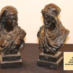 Vintage Pair Of Bronze “Traditional Arab Couple” Bust Signed Morea