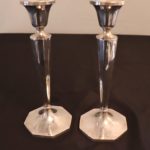 Pair Of Vintage B&M Weighted Sterling Silver “Art Deco Style” Candlesticks