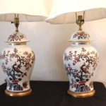 Pair Of Vintage Asian/Imari Style Ginger Jar Table Lamps
