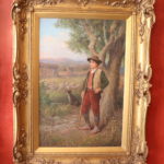 Vintage Oil On Canvas Painting “An Italian Shepard Lad” Trevor Haddon, R.B.A. In Original Gilded Frame
