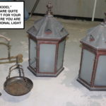 Pair Of Decorative Electrified Glass And Metal Lanterns & Heavy Brass Scale