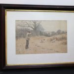 Vintage Print “Hunting Scene With Retrieving Dogs” Print Signed A.B. Frost In Frame