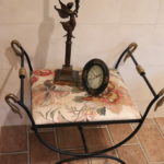 Brass And Cast Iron Upholstered Bench And Accessories